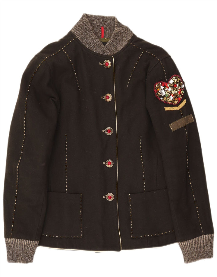 Jaqueta Bomber Feminina Calvin Klein UK 14 Lã Cáqui Grande