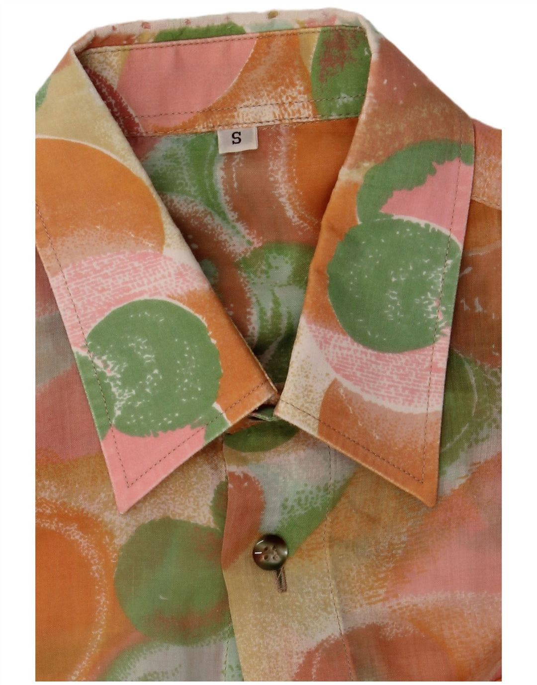 Camisa masculina vintage de manga curta pequena viscose geométrica multicolorida