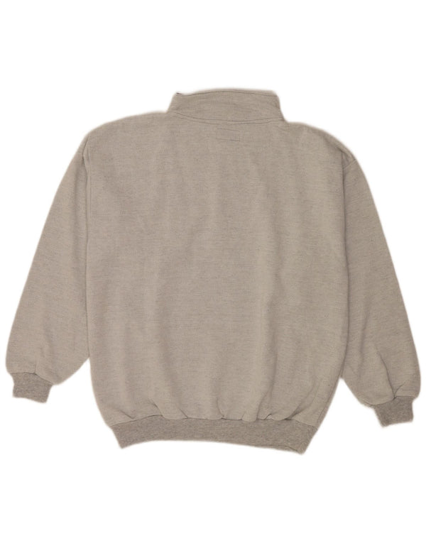 Moletom masculino vintage com decote em botão Jumper XL cinza algodão retrô