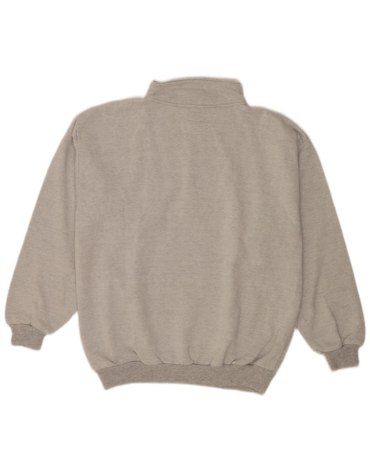 Moletom masculino vintage com decote em botão Jumper XL cinza algodão retrô