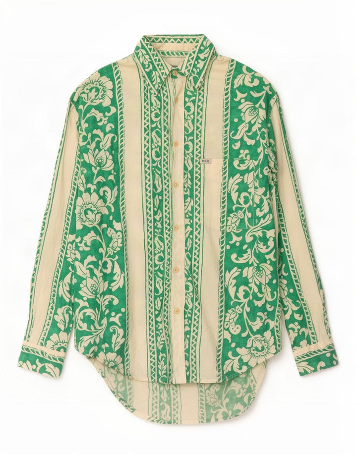 Camisa masculina Gas pequena floral verde algodão