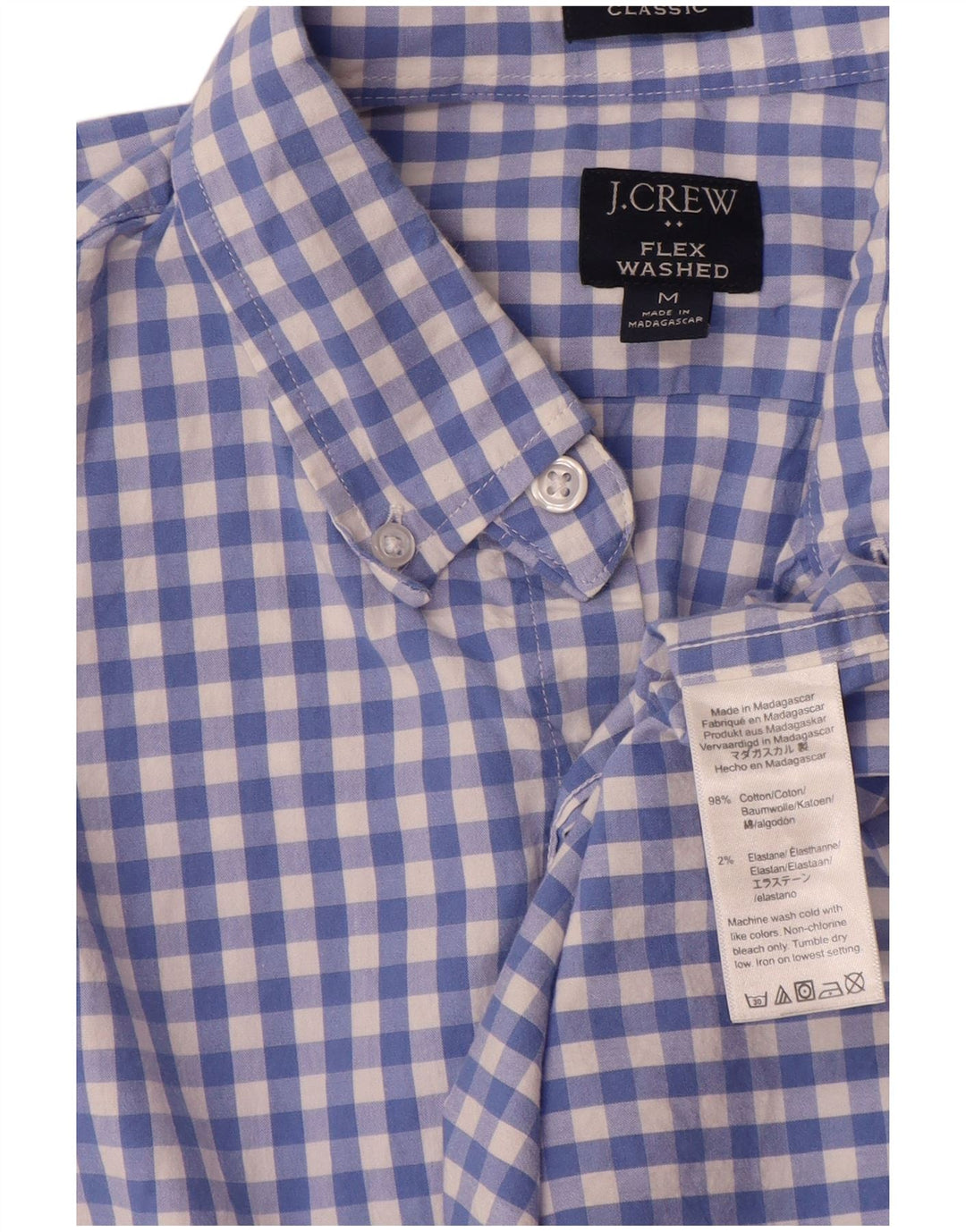 J. CREW Camisa masculina clássica de ajuste azul médio algodão guingão