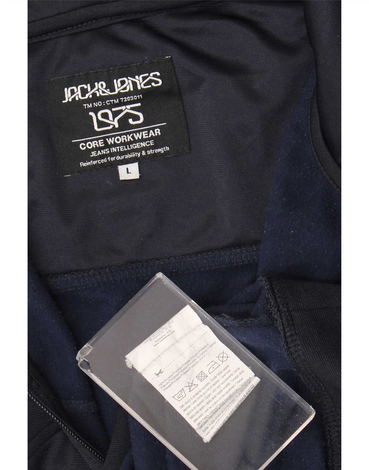 Suéter masculino Jack & Jones com capuz e zíper grande poliéster azul marinho