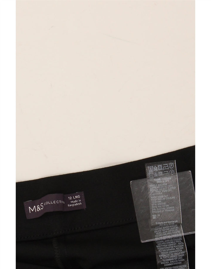 Calça feminina reta casual MARKS & SPENCER Reino Unido 12 médio W30 L30 preta
