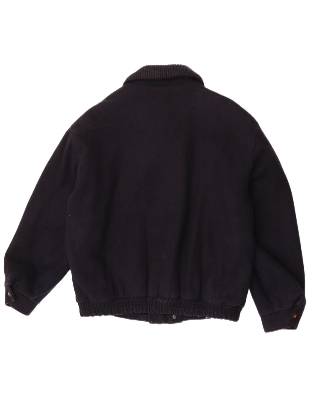 Jaqueta bomber masculina vintage UK 42 XL lã azul marinho