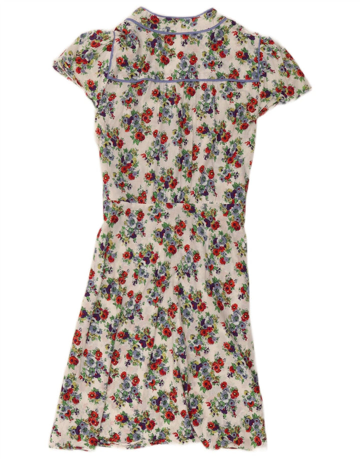 Vestido feminino Oasis A-Line UK 12 médio branco floral