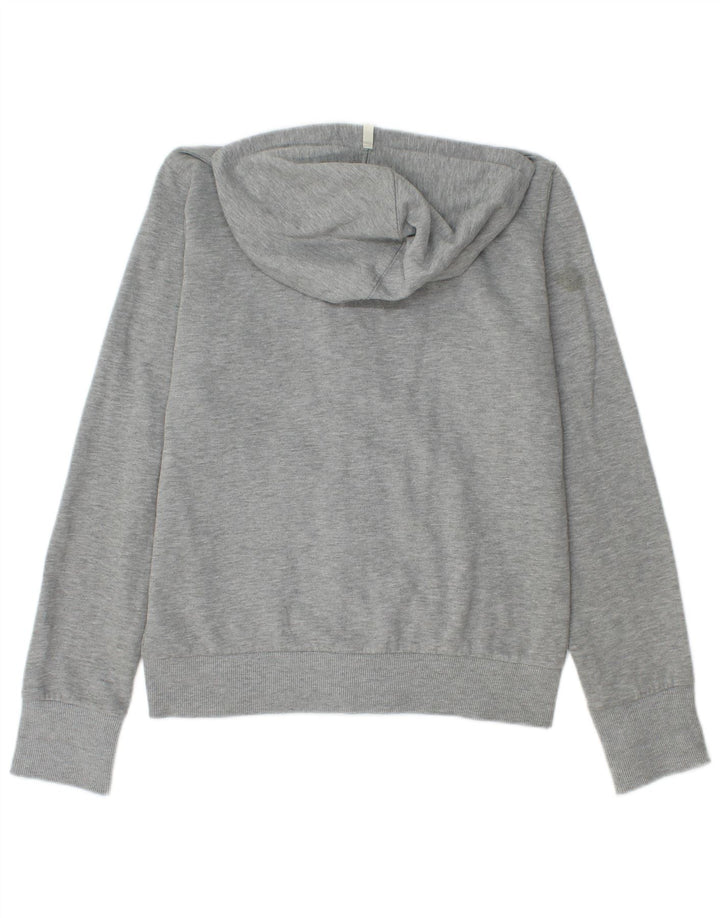 Suéter Puma feminino com capuz e zíper UK 14 cinza médio manchado