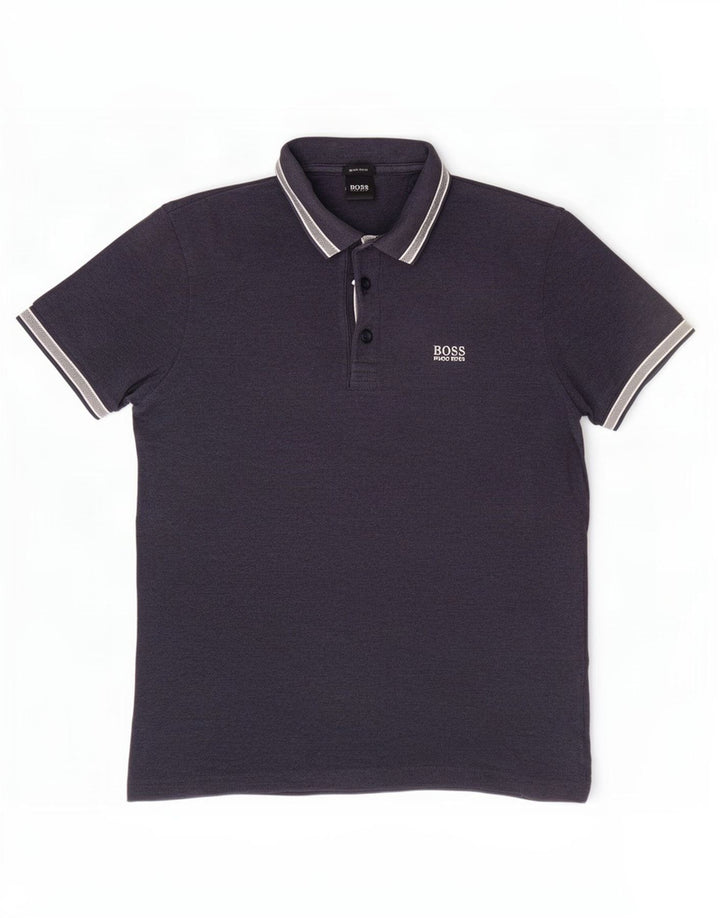 Camisa polo masculina de ajuste regular Hugo Boss, algodão azul marinho médio