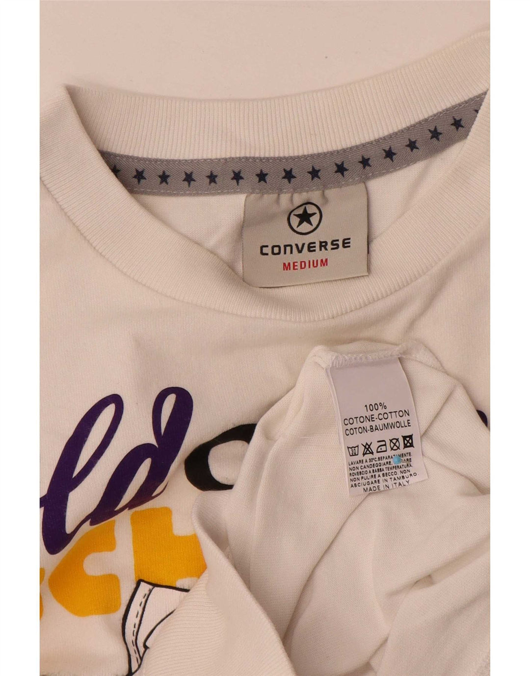 Converse masculino gráfico moletom jumper médio algodão branco