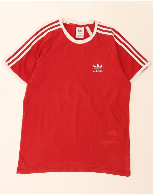 Adidas Mens Camiseta Top Grande Algodão Vermelho