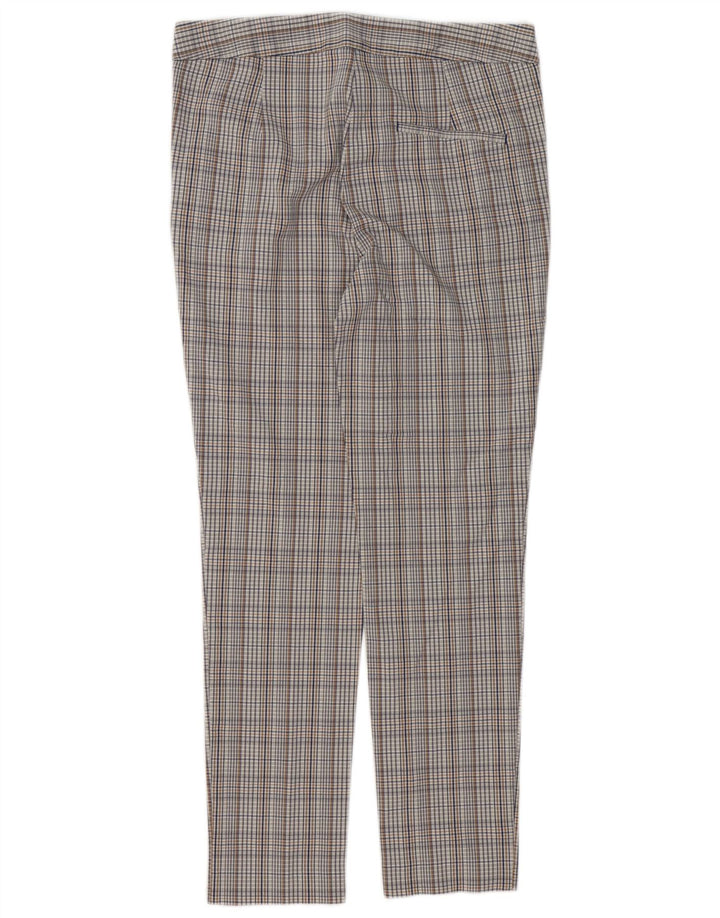 Zara Calça Chino Feminina Slim Médio W30 L27 Cinza Xadrez Viscose