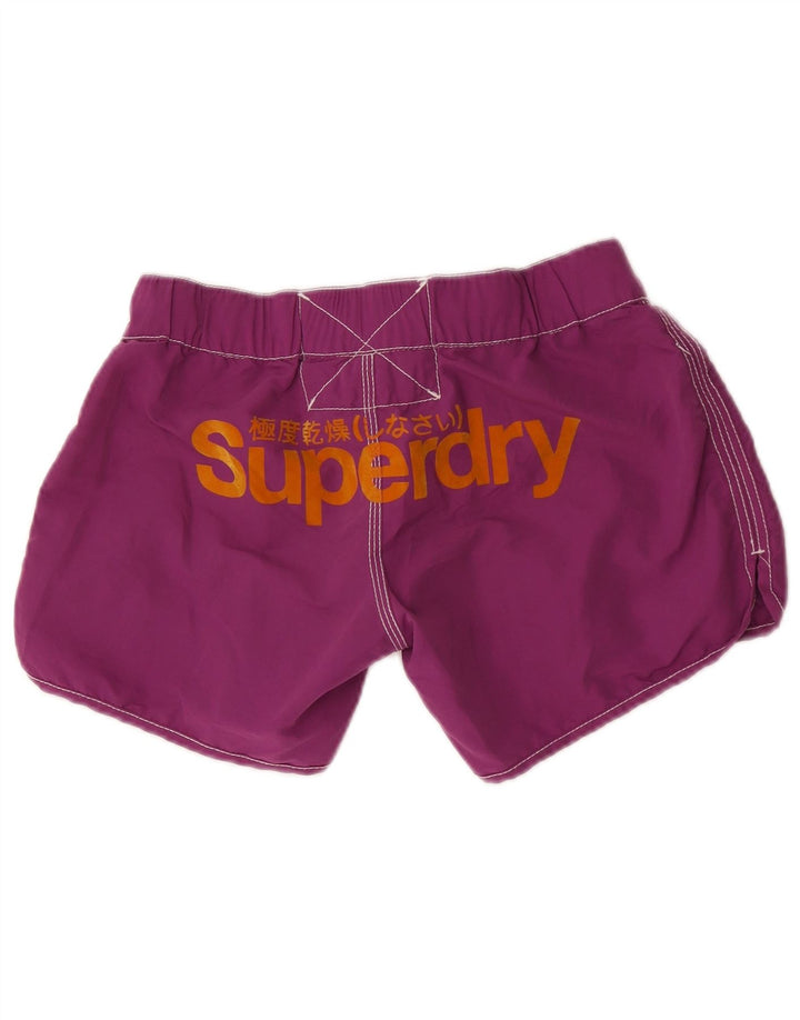 Shorts de natação feminino Superdry UK 12 poliéster roxo médio