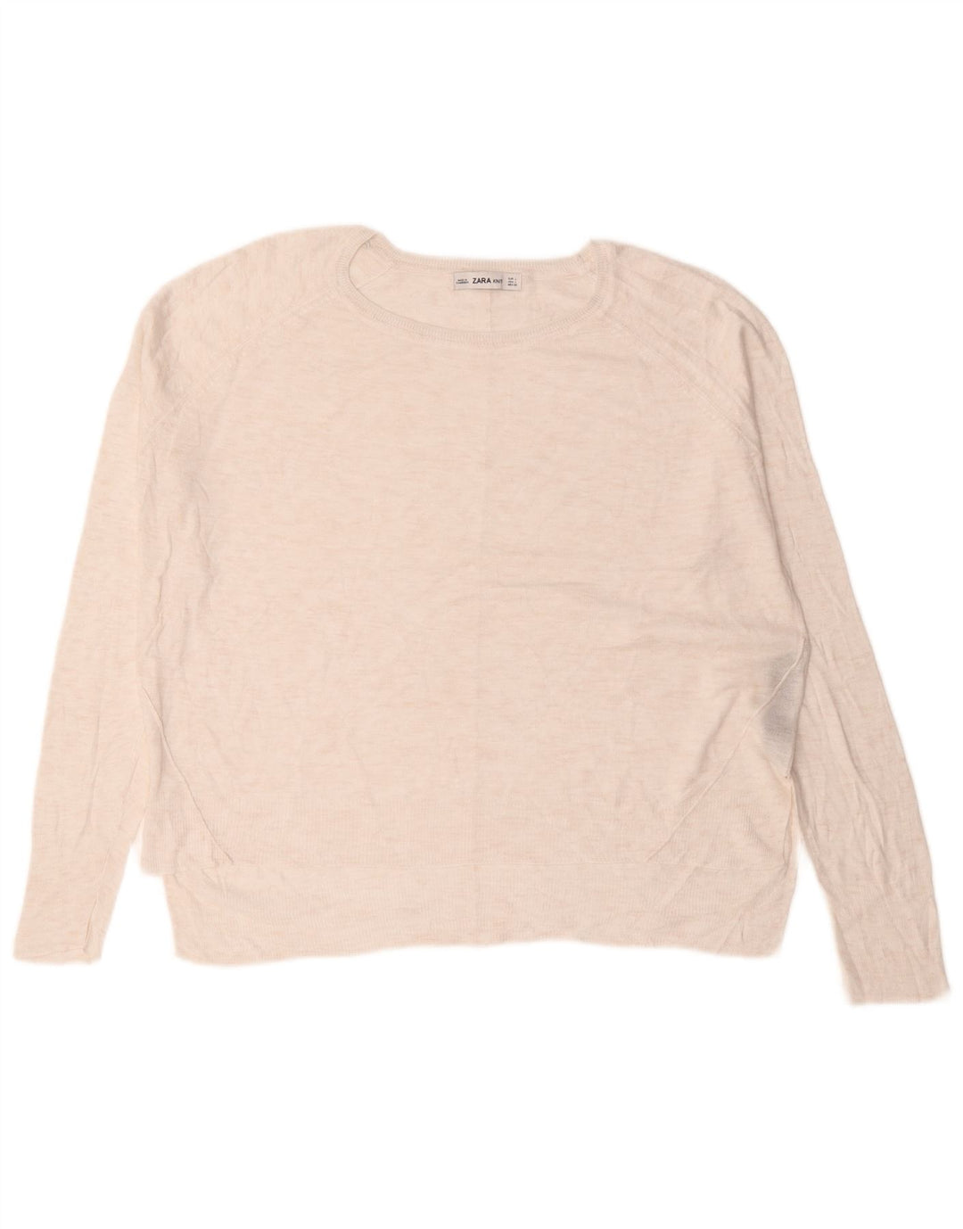 Zara Suéter feminino oversized com gola redonda Reino Unido 16 grande viscose branca