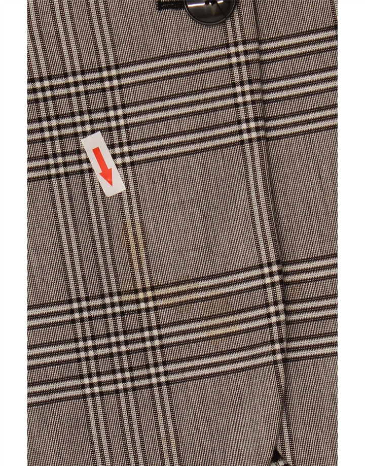 Jaqueta blazer oversized Zara feminina com 2 botões Reino Unido 6 XS cinza xadrez viscose