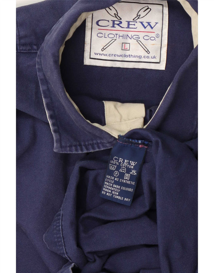 Camisa pulôver masculina Crew Clothing grande algodão azul marinho