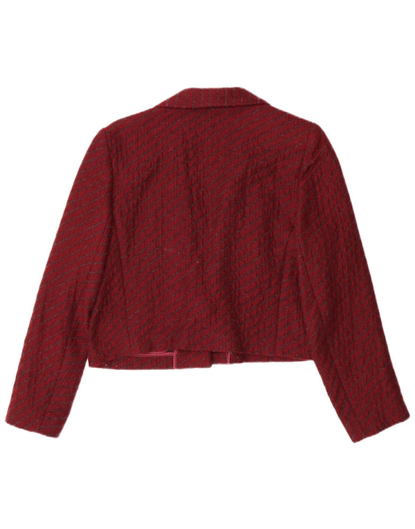 Blazer feminino vintage cropped com 1 botão IT 44 listrado médio Borgonha