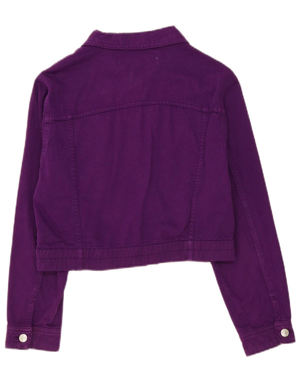 Jaqueta jeans feminina Zara UK 10 pequena roxa