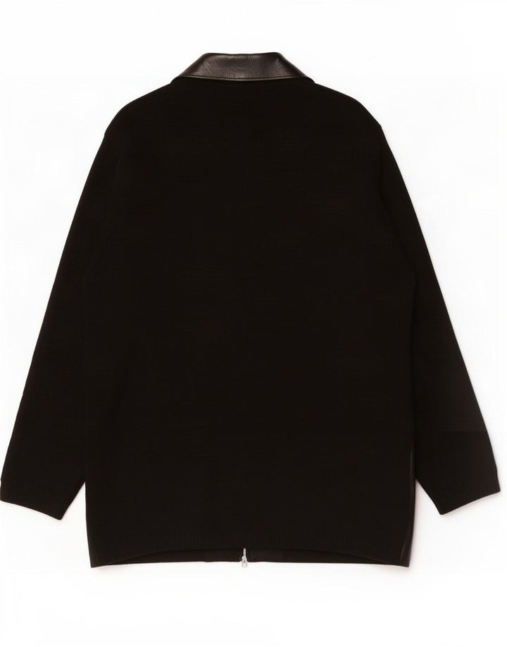 Jaqueta de couro masculina MP UK 38 médio preto colorblock