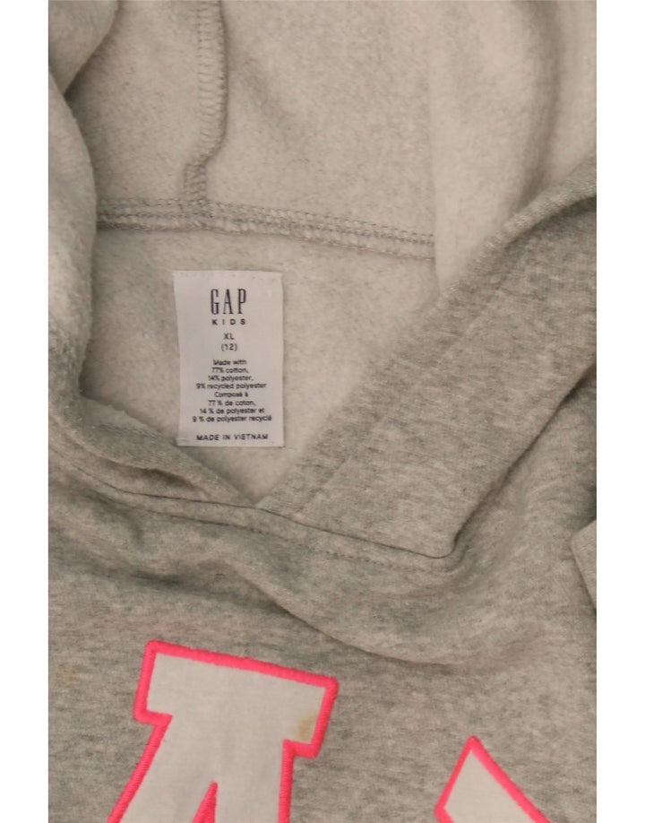 GAP Suéter gráfico feminino com capuz 11-12 anos XL algodão cinza