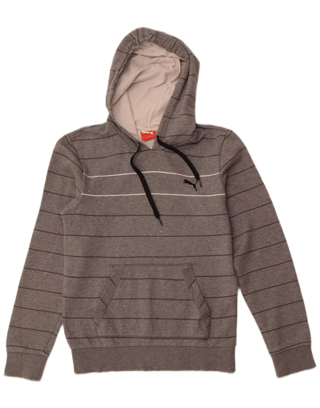 Puma Mens Hoodie Jumper Pequeno Algodão Listrado Cinza