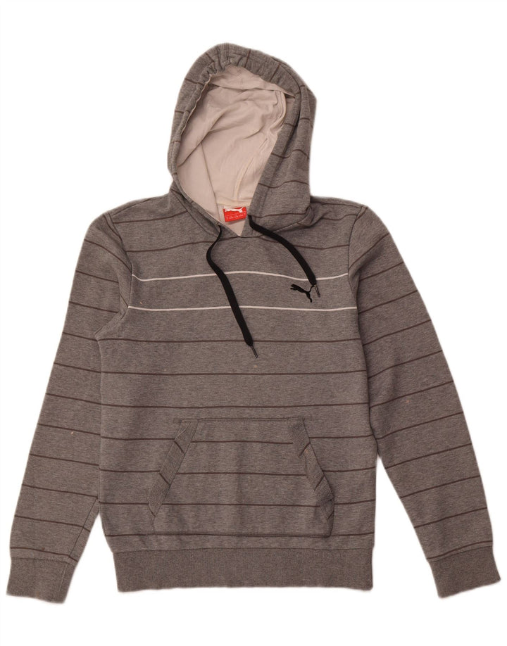 Puma Mens Hoodie Jumper Pequeno Algodão Listrado Cinza