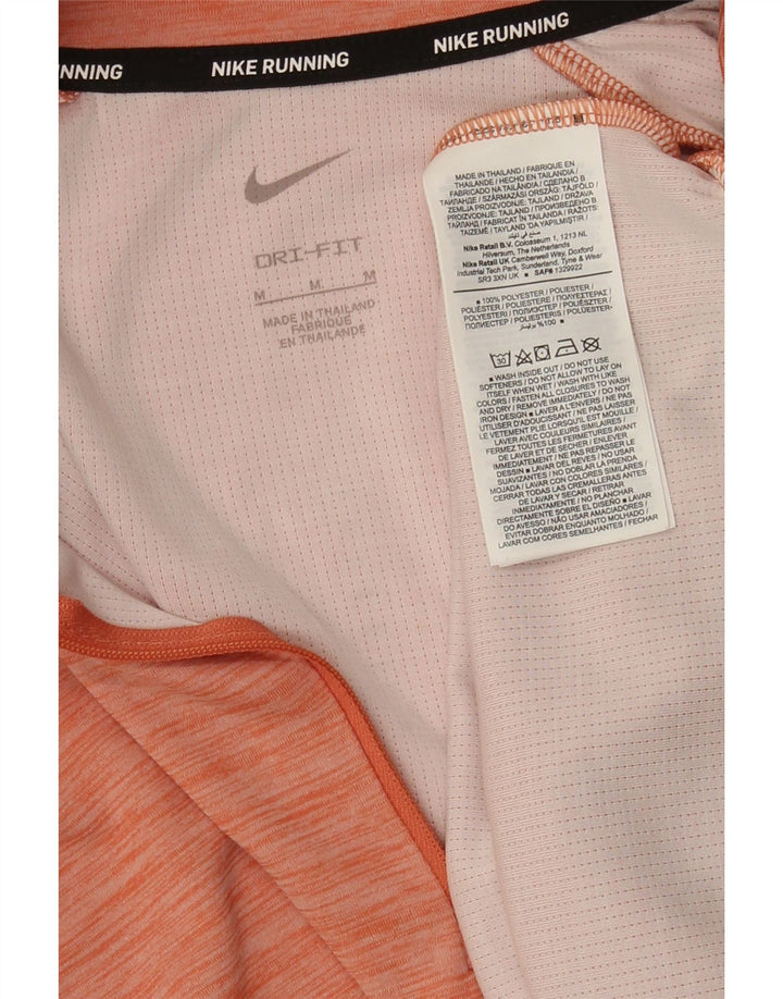 Nike Womens Dri Fit Zip Neck Pullover Treino Top UK 14 Médio Laranja