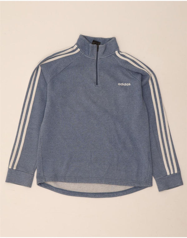 Adidas feminino zip pescoço moletom jumper reino unido 12/14 médio azul algodão