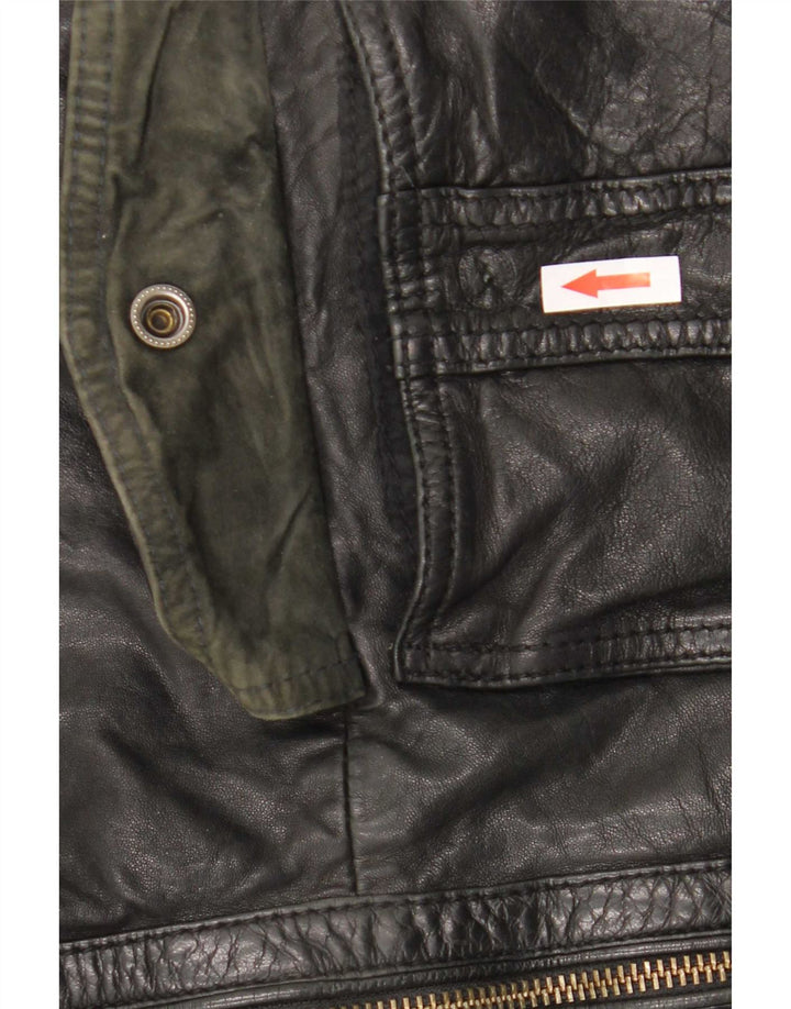 Jaqueta de couro masculina Massimo Dutti UK 42 XL pele de carneiro preta