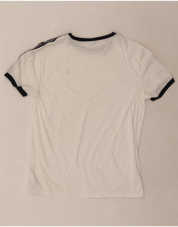 Tommy Hilfiger Camiseta masculina gráfica Top médio branco algodão colorblock