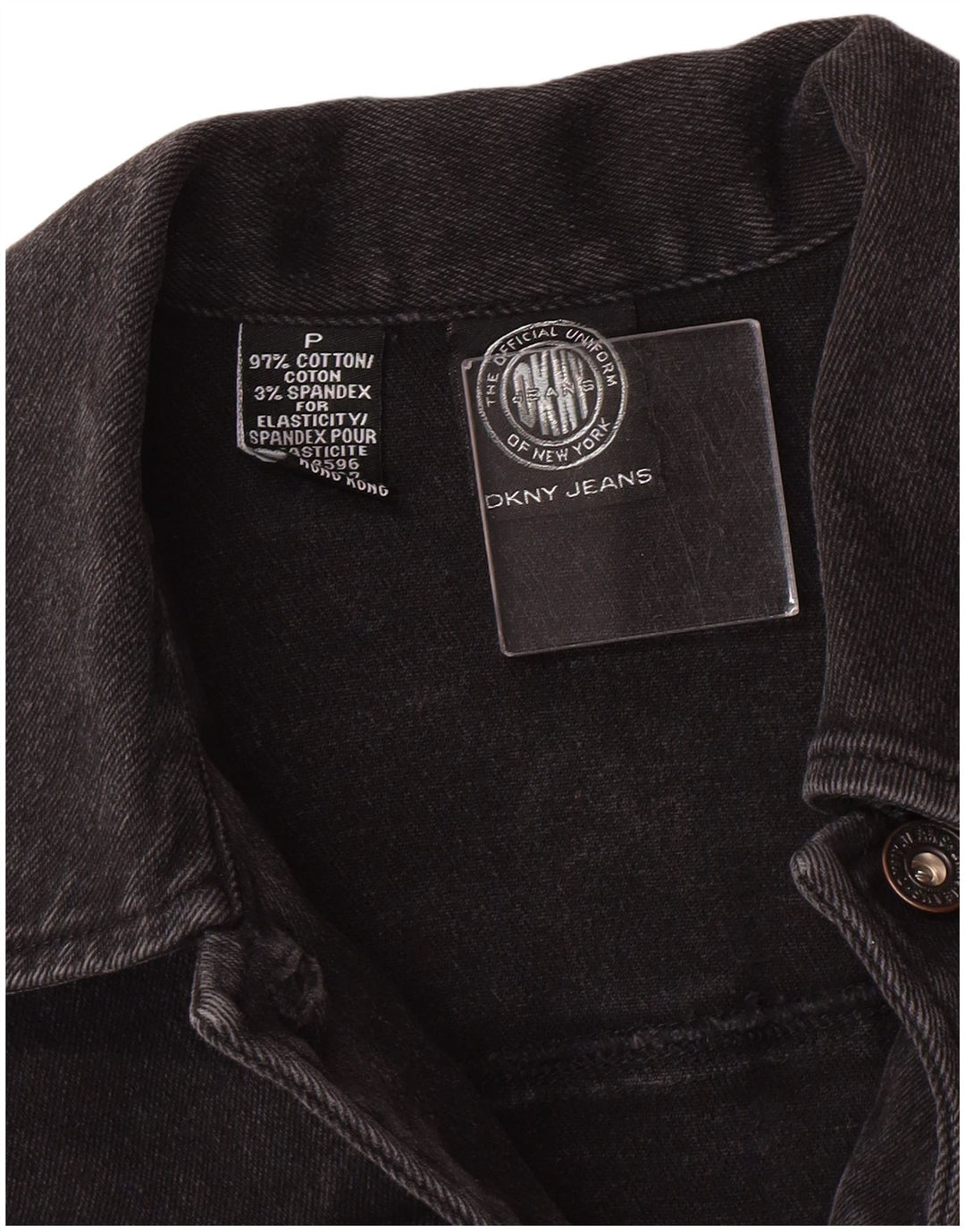 Jaqueta jeans feminina Dkny Petite Denim Reino Unido 6 XS preto algodão clássico