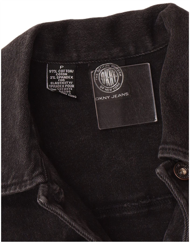 Jaqueta jeans feminina Dkny Petite Denim Reino Unido 6 XS preto algodão clássico