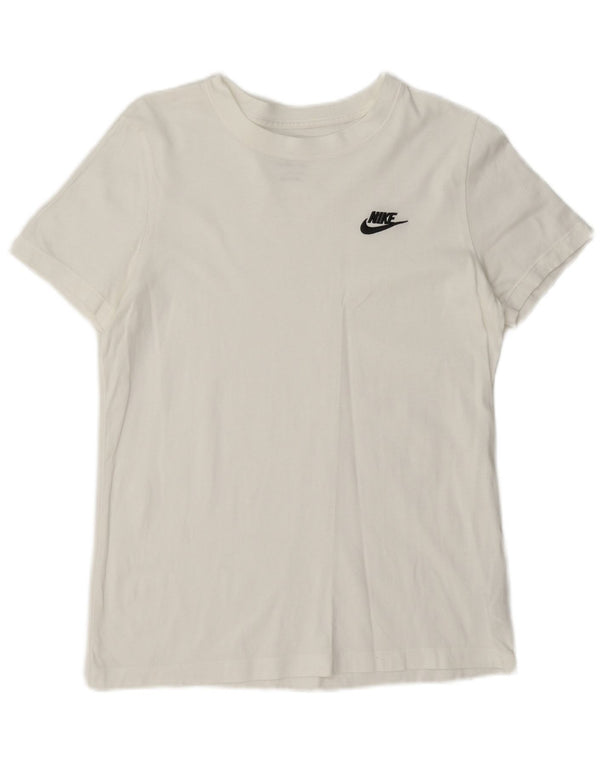 Camiseta feminina Nike UK 10 pequena algodão branco