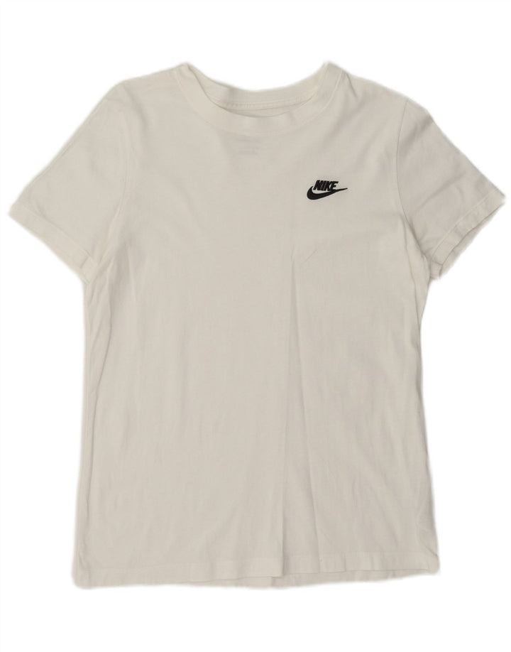 Camiseta feminina Nike UK 10 pequena algodão branco