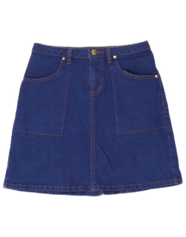 Mini saia jeans feminina Topshop Reino Unido 8 pequena W26 azul poliéster