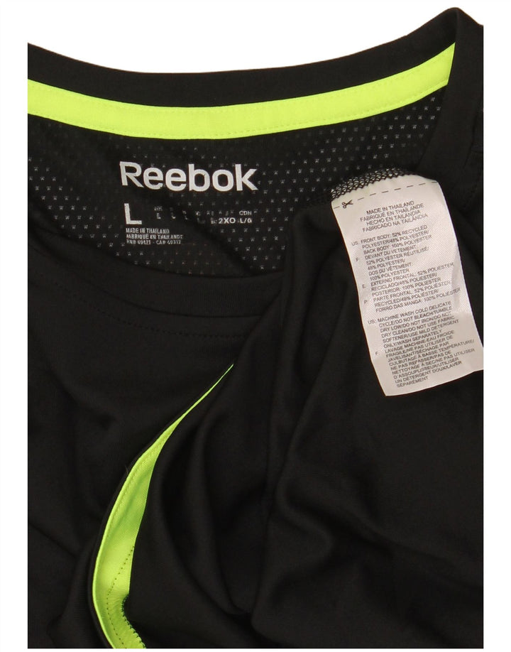 Reebok Mens Top Manga Longa Grande Poliéster Preto