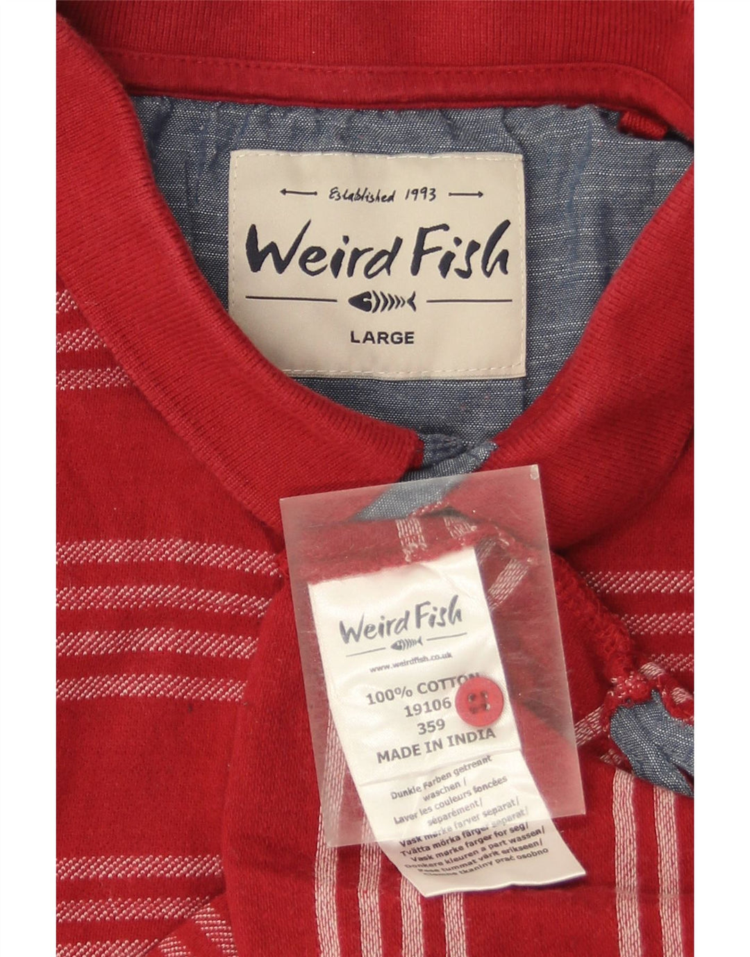 Camisa polo masculina Weird Fish grande algodão listrado vermelho