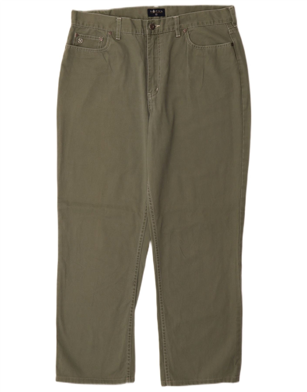 Calça feminina casual reta NAUTICA W32 L29 algodão cáqui