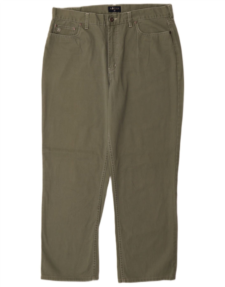 Calça feminina casual reta NAUTICA W32 L29 algodão cáqui