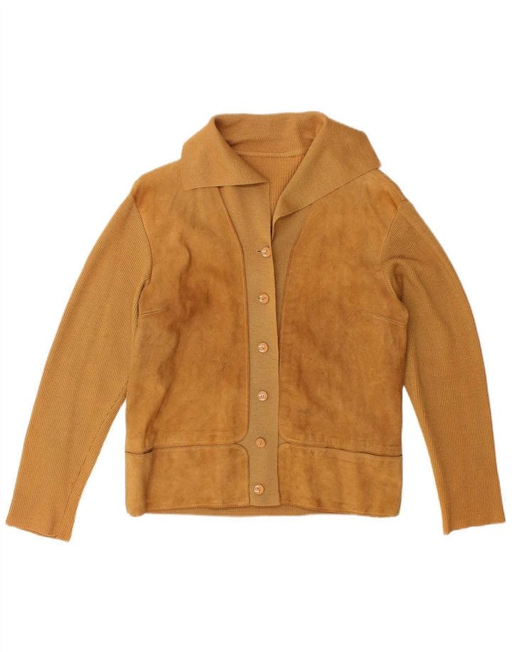 Suéter cardigã feminino VINTAGE UK 12 médio bege