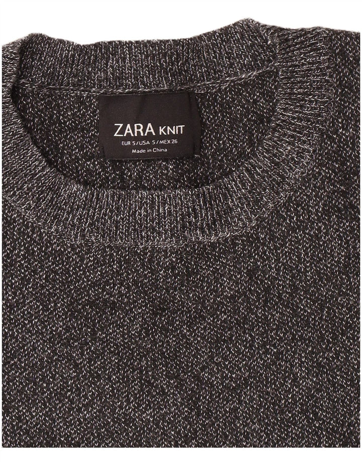 ZARA Camiseta Feminina Crop Top UK 8 Pequeno Cinza