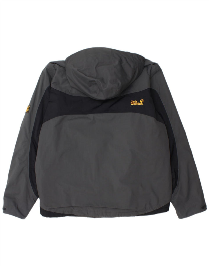 Jaqueta corta-vento masculina Jack Wolfskin UK 40/42 grande bloco cinza