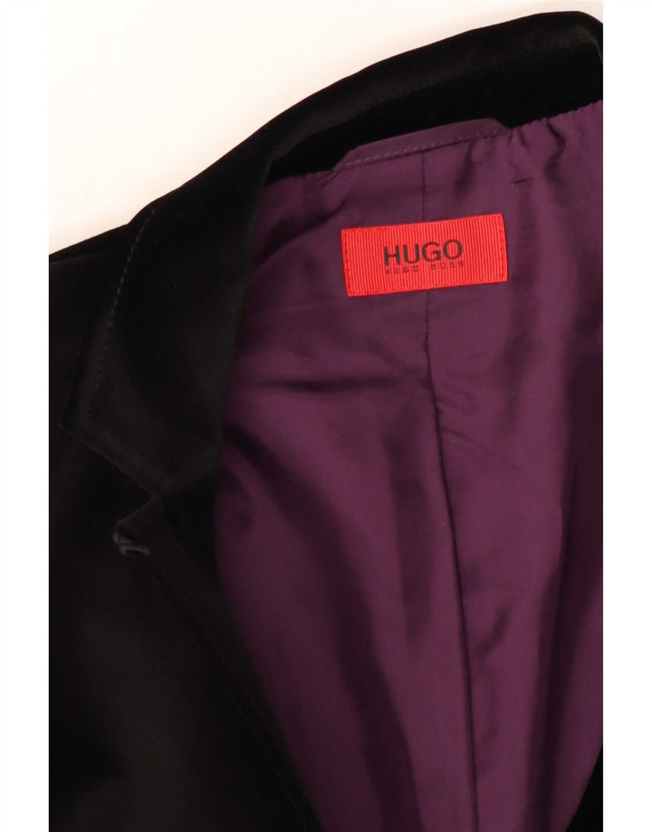 Hugo Boss Jaqueta blazer feminina de veludo com 1 botão Reino Unido 10 pequena preta
