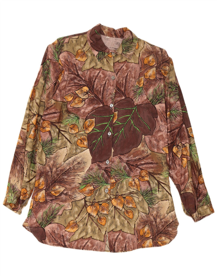 Camisa feminina vintage UK 14 viscose floral multicolorida média