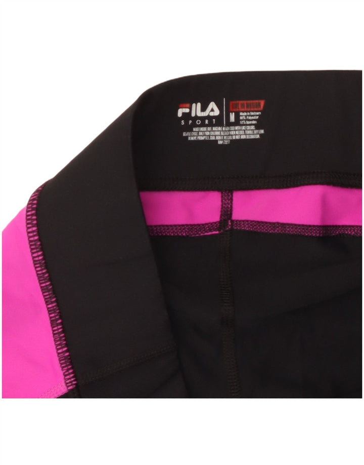 Fila Womens Capri Leggings UK 14 Médio Preto Colourblock Poliéster