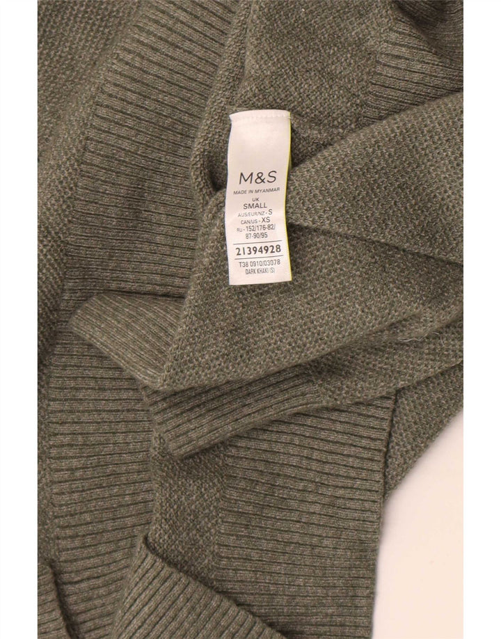 Suéter feminino Marks & Spencer com gola tartaruga Reino Unido 10 pequeno cáqui
