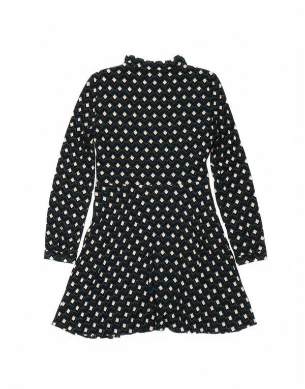 Vestido camisa feminino Zara UK 14 grande azul marinho geométrico