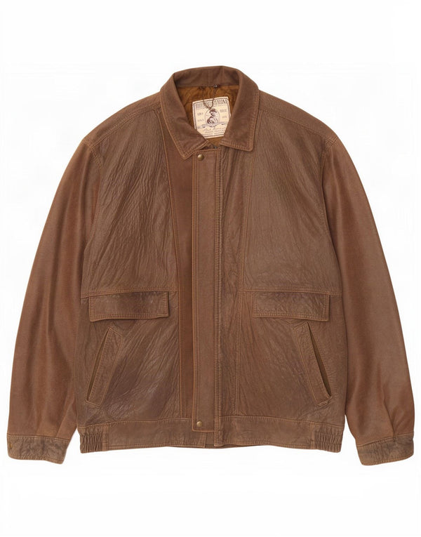 Jaqueta de couro masculina Pelletteria UK 42 XL marrom
