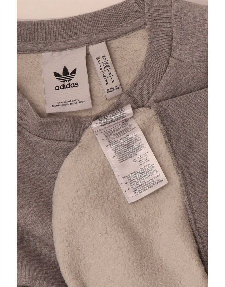Adidas Mens Moletom Jumper Médio Cinza Algodão Flecked