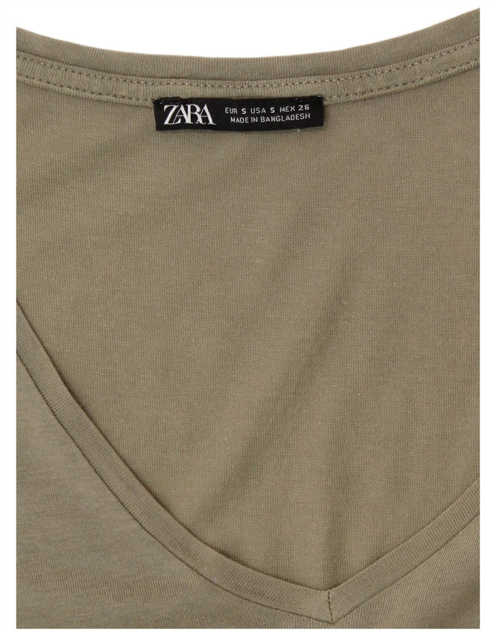 Vestido feminino Zara A-Line UK 10 pequeno cáqui