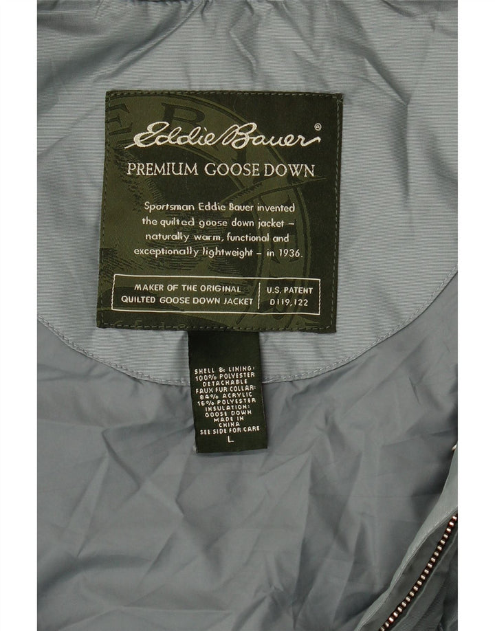 Colete acolchoado feminino Eddie Bauer UK 16 grande poliéster azul